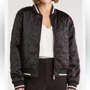 Modern Supply by Sanctuary Black Quilted Bomber Jacket Size Small